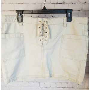 American Eagle khaki tan lace up skirt 14